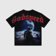 Folded Godspeed Black Red Tee highlighting premium material and striking design